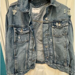 Old Navy size medium distressed denim jacket